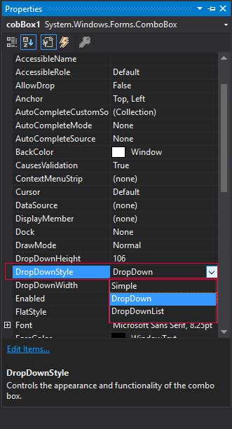 ComboBox DropDownStyle-UK Academe